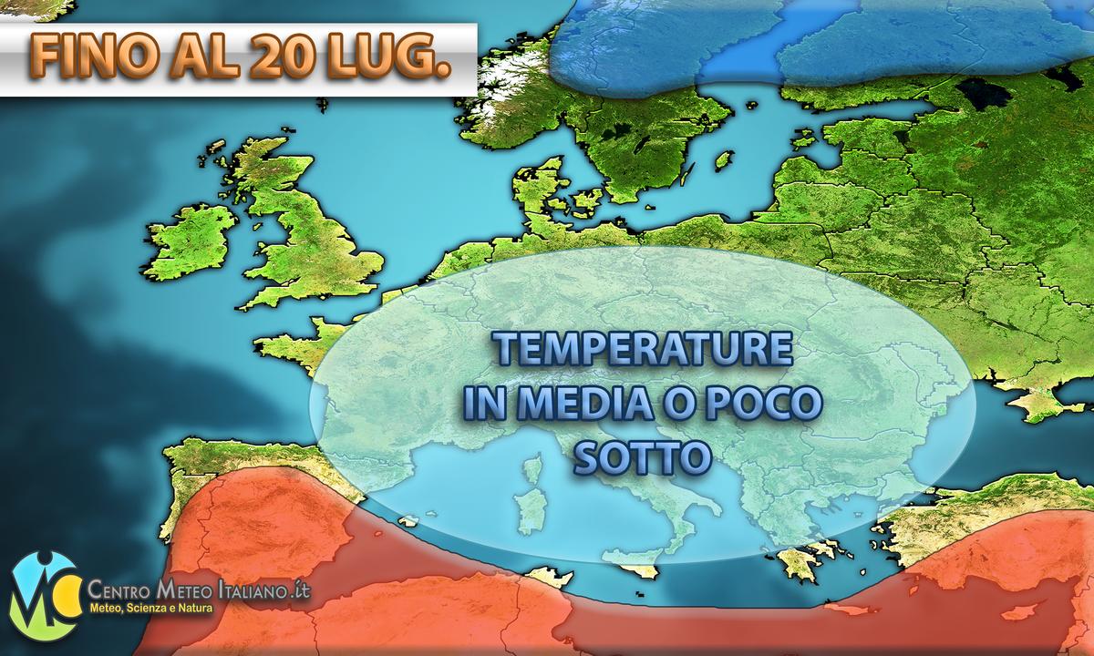 Temperature in calo e a tratti anche sotto le medie
