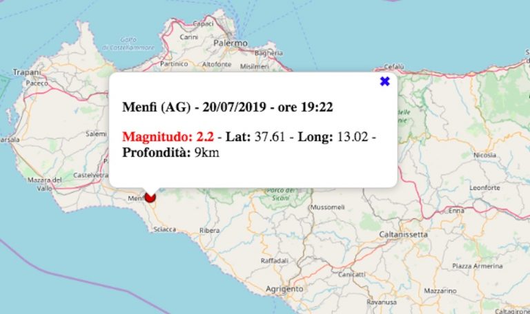 Terremoto in Sicilia oggi, 20 luglio 2019: scossa M 2.2 in provincia di Agrigento | I dati INGV Terremoto in Sicilia oggi, 20 luglio 2019: scossa M 2.2 in provincia di Agrigento | I dati INGV