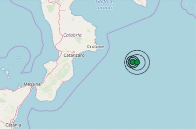 Terremoto in Italia oggi, 26 luglio 2019, scossa M 3.7 Mar Ionio | Dati INGV