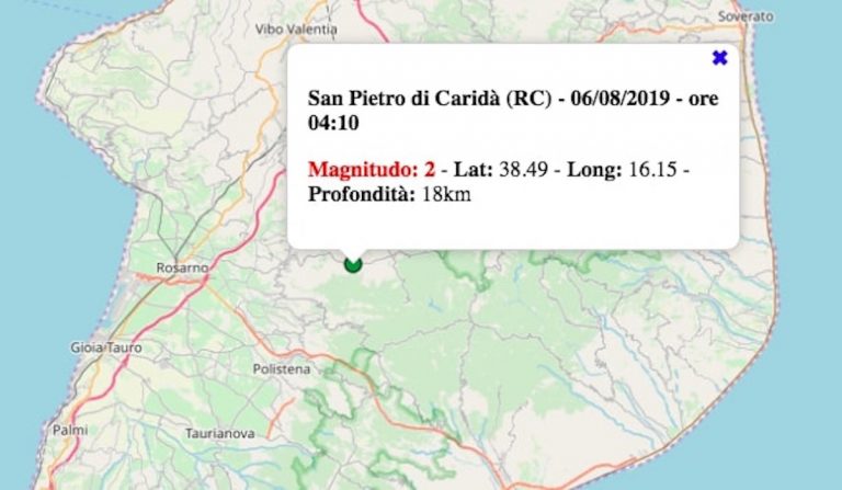Terremoto in Calabria oggi, 6 agosto 2019: scossa M 2.0 in provincia di Reggio Calabria | I dati INGV