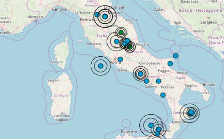 Scosse di terremoto avvertite  nettamente dalla popolazione da Nord a Sud: dati ufficiali e zone colpite