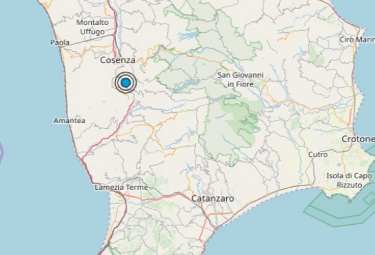 Terremoto in Calabria oggi, 6 settembre 2019: scossa M 3.4 in provincia di Cosenza – I dati INGV
