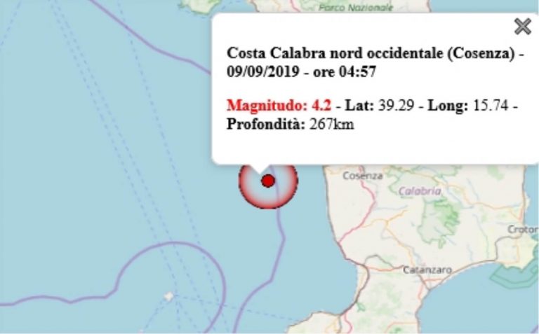 Terremoto in Calabria oggi, 9 settembre 2019: scossa M 4.2 sulla Costa Calabra Nord occidentale | Dati INGV Terremoto in Calabria oggi, 9 settembre 2019: scossa M 4.2 sulla Costa Calabra Nord occidentale | Dati INGV