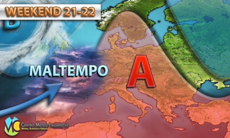 METEO – nuovo impulso perturbato nel weekend con piogge e temporali al Centro-Nord