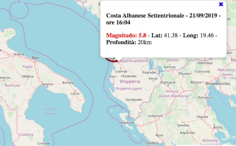 Terremoto in Puglia oggi, 21 settembre 2019: scossa M 5.8 avvertita dalla popolazione. I dati INGV Terremoto in Puglia oggi, 21 settembre 2019: scossa M 5.8 avvertita dalla popolazione. I dati INGV
