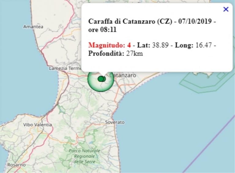 Terremoto in Calabria oggi, 7 ottobre 2019, scossa M 4.0 in provincia Catanzaro: scuole evacuate | I dati INGV Terremoto in Calabria oggi, 7 ottobre 2019, scossa M 4.0 in provincia Catanzaro: scuole evacuate | I dati INGV