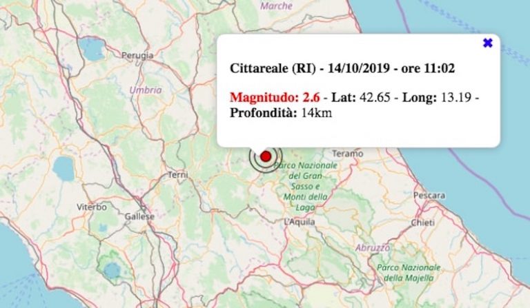 Terremoto nel Lazio oggi, 14 ottobre 2019: scossa M 2.6 in provincia di Rieti – Dati INGV Terremoto nel Lazio oggi, 14 ottobre 2019: scossa M 2.6 in provincia di Rieti – Dati INGV