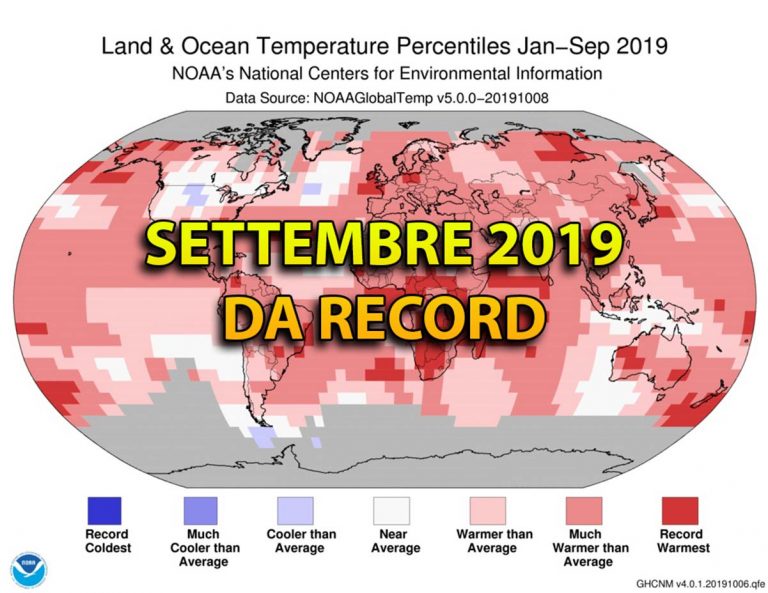 Clima SETTEMBRE 2019: nuovo record a livello globale, mai così CALDO