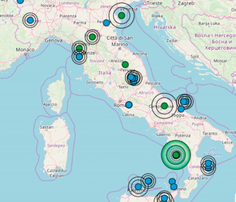 Terremoto, l’Italia trema intensamente da Nord a Sud: le zone colpite