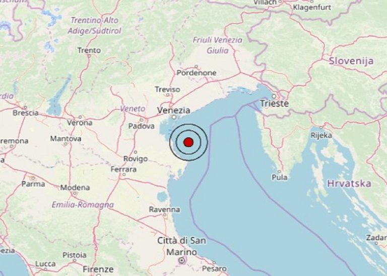 Terremoto in Veneto oggi, 25 ottobre 2019, scossa M. 3.3 in provincia di Venezia | Dati INGV