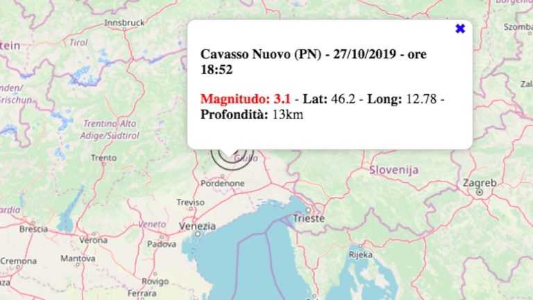 Terremoto in Friuli-Venezia Giulia oggi, 27 ottobre 2019: scossa M 3.1 in provincia di Pordenone | Dati INGV Terremoto in Friuli-Venezia Giulia oggi, 27 ottobre 2019: scossa M 3.1 in provincia di Pordenone | Dati INGV