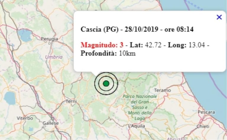 Terremoto in Umbria oggi, 28 ottobre 2019, scossa M 3.0 in provincia Perugia – Dati Ingv Terremoto in Umbria oggi, 28 ottobre 2019, scossa M 3.0 in provincia Perugia – Dati Ingv