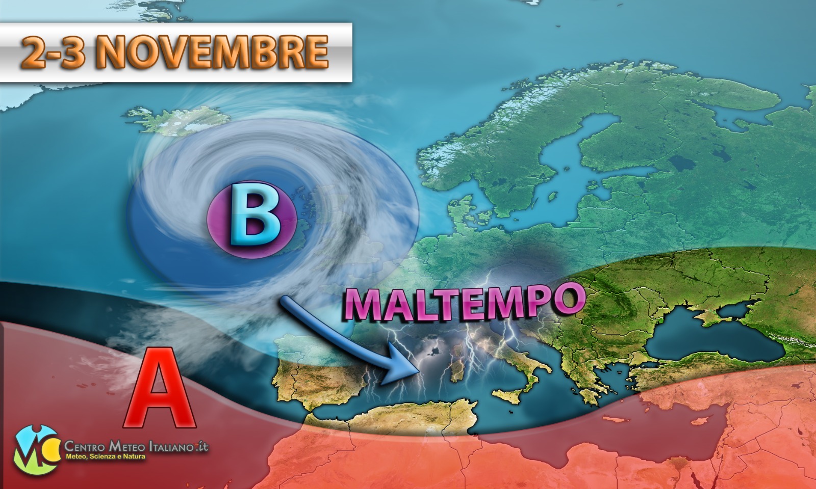 Saccatura nordatlantica in arrivo sul nostro Paese nei prossimi giorni.