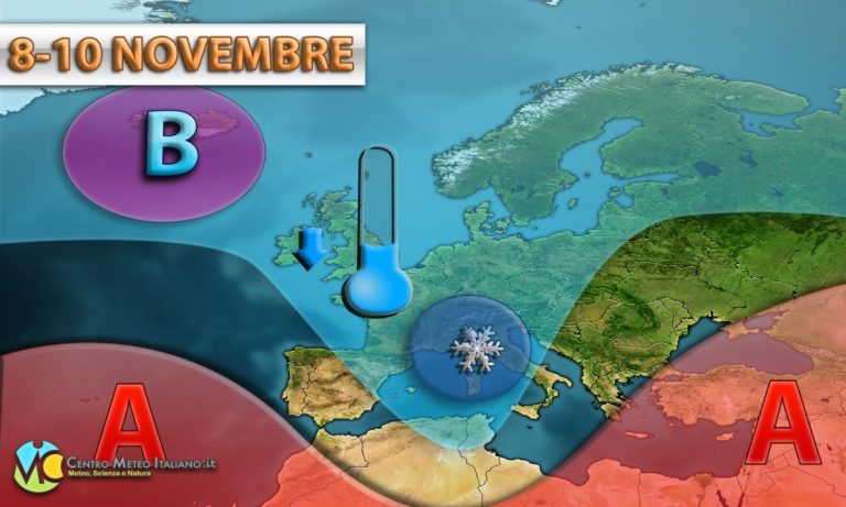 METEO – WEEKEND con nuovo AFFONDO POLARE in arrivo, MALTEMPO con CROLLO della quota NEVE, i dettagli