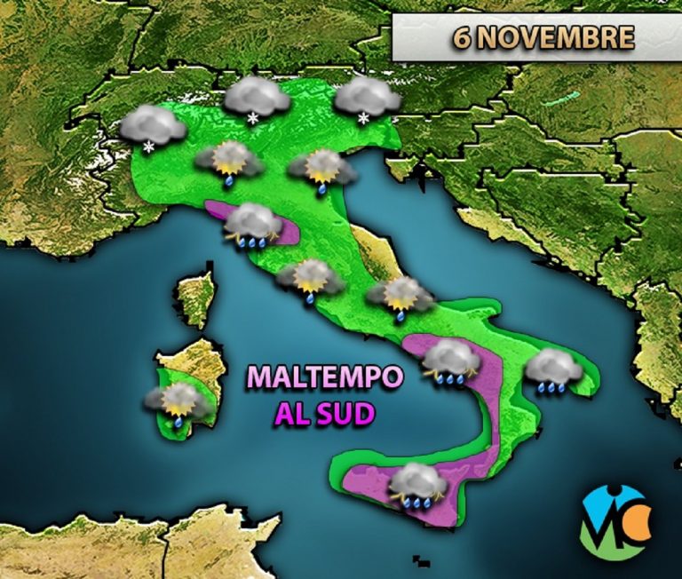 METEO ITALIA – forte MALTEMPO in arrivo nelle prossime ore tra Sicilia, Calabria e Puglia. Alto rischio nubifragi