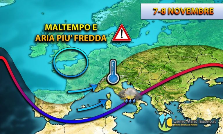 METEO – ATLANTICO all’ATTACCO dell’ITALIA, nuova ONDATA di MALTEMPO con CALO TERMICO in arrivo, ecco quando e dove colpirà