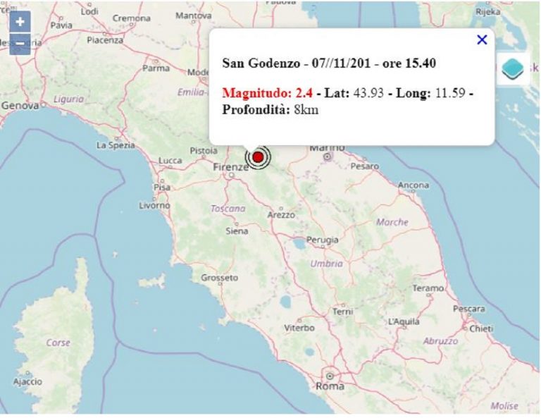 Terremoto oggi Lazio e Toscana 7 novembre 2019: l’ultima scossa M 2.4 provincia di Firenze – Dati Ingv