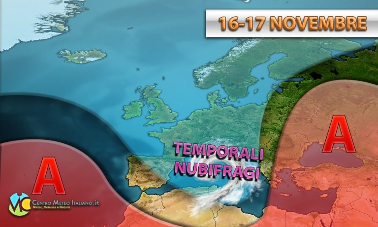 METEO – Nel WEEKEND è in arrivo una nuova forte ONDATA di MALTEMPO in ITALIA, con PIOGGE e possibili NUBIFRAGI, i dettagli