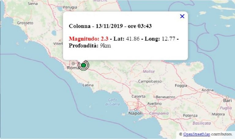 Terremoto oggi in Italia, mercoledì 13 novembre 2019: scossa M 2.3 in provincia di Roma e altri eventi sismici – Dati INGV