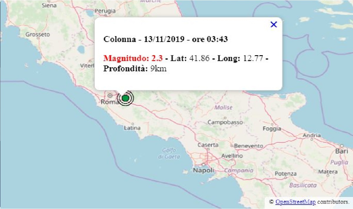 Terremoto oggi in Italia, mercoledì 13 novembre 2019 ...