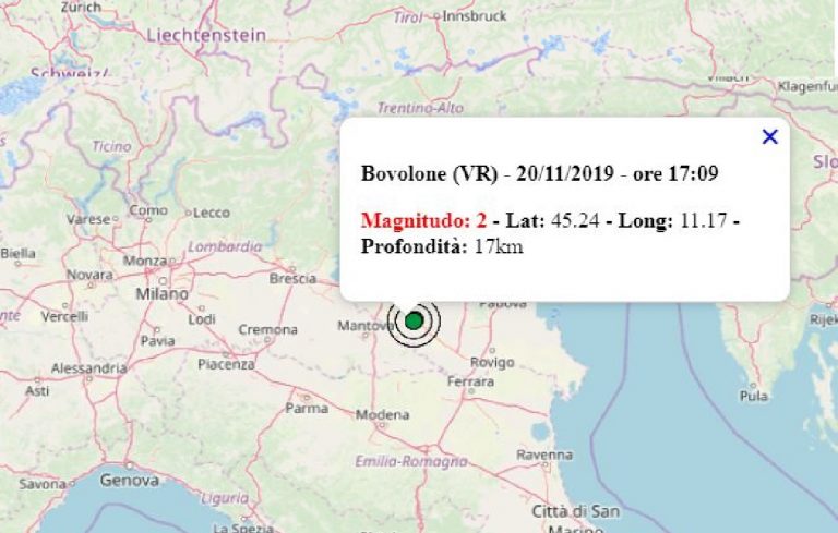 Terremoto in Veneto oggi, 20 novembre 2019: sequenza di scosse in provincia di Verona | Dati INGV Terremoto in Veneto oggi, 20 novembre 2019: sequenza di scosse in provincia di Verona | Dati INGV