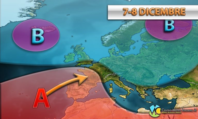 METEO – Il WEEKEND dell’IMMACOLATA passerà con l’ITALIA nel limbo tra l’ANTICICLONE e l’ATLANTICO, i dettagli