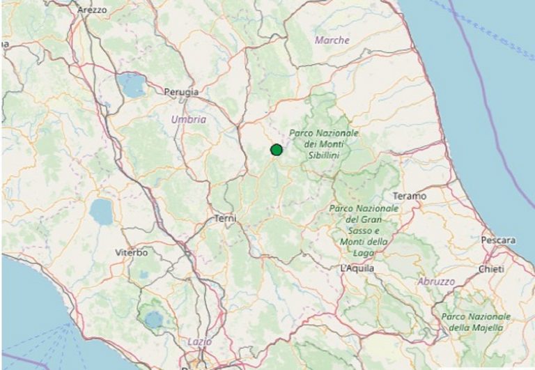 Terremoto in Umbria oggi, giovedì 12 dicembre 2019: scossa in provincia di Perugia – Dati INGV