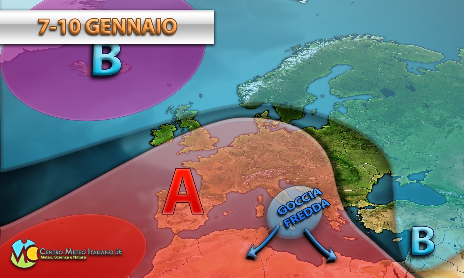 Goccia fredda sul Mediterraneo centrale.