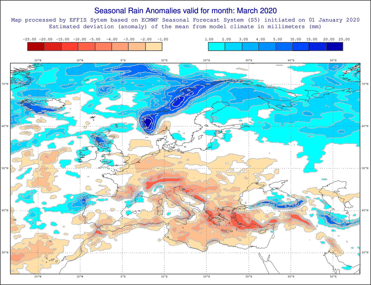 Anomalie di precipitazione per Marzo 2020 secondo il modello ECMWF - effis.jrc.ec.europa.eu Anomalie di precipitazione per Marzo 2020 secondo il modello ECMWF - effis.jrc.ec.europa.eu