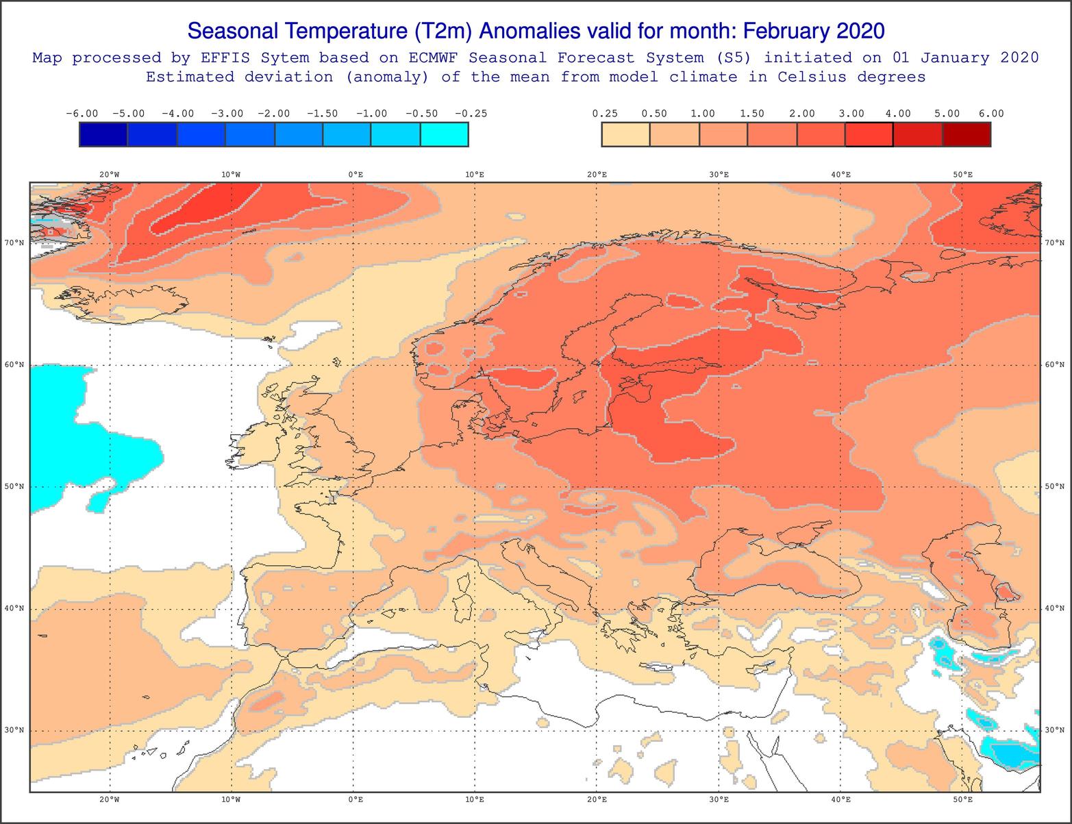 Anomalie di temperature previste dal modello ECMWF per febbraio 2020 - effis.jrc.ec.europa Anomalie di temperature previste dal modello ECMWF per febbraio 2020 - effis.jrc.ec.europa