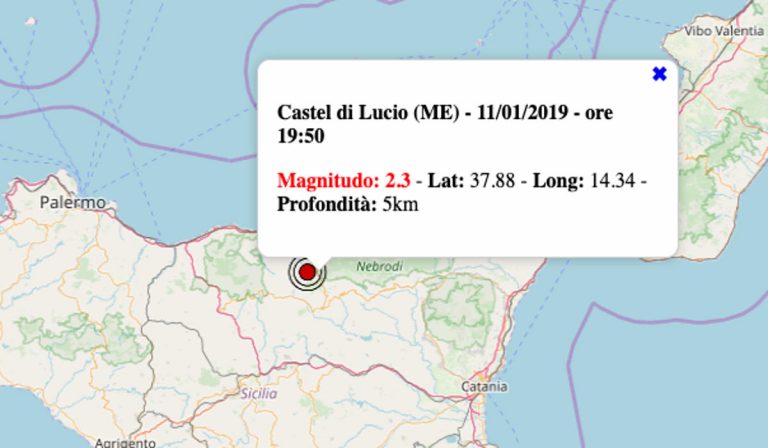 Terremoto oggi in Sicilia, sabato 11 gennaio 2020: in serata scossa M 2.3 in provincia di Messina – Dati INGV
