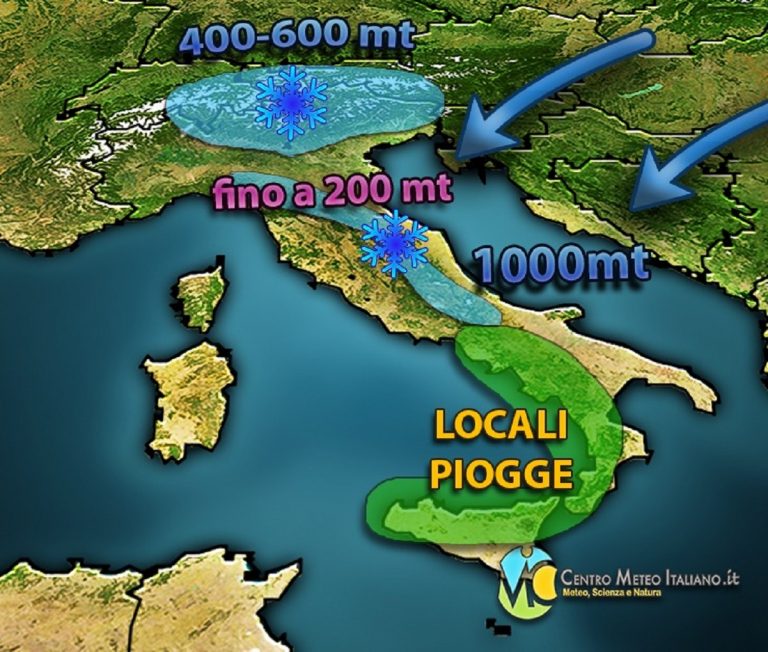 METEO – Temperature in picchiata in ITALIA e NEVE in arrivo fino a quote basse. Ecco le regioni colpite