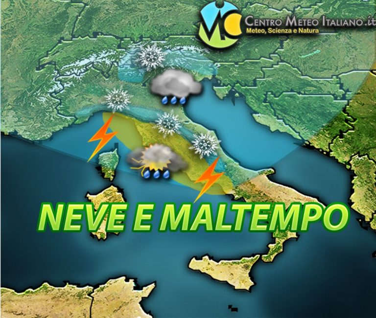 METEO – PIOGGE, TEMPORALI e NEVICATE a BASSA QUOTA impatteranno l’ITALIA nel corso di questo WEEKEND, tutti i dettagli
