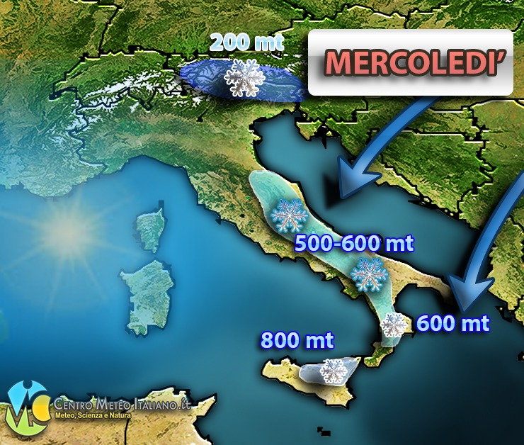 METEO – Il FREDDO ARTICO IRROMPE Sull’ITALIA, Forte MALTEMPO E NEVICATE ...