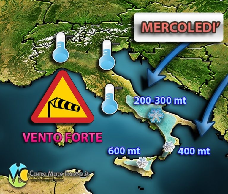 METEO: imperversano bufere di NEVE in Italia, ZONE colpite a breve