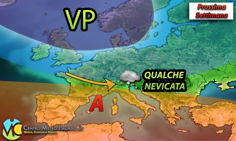 PREVISIONI METEO – ANTICICLONE in balìa delle ONDULAZIONI della CORRENTE a GETTO, qualche NEVICATA in arrivo, ecco dove