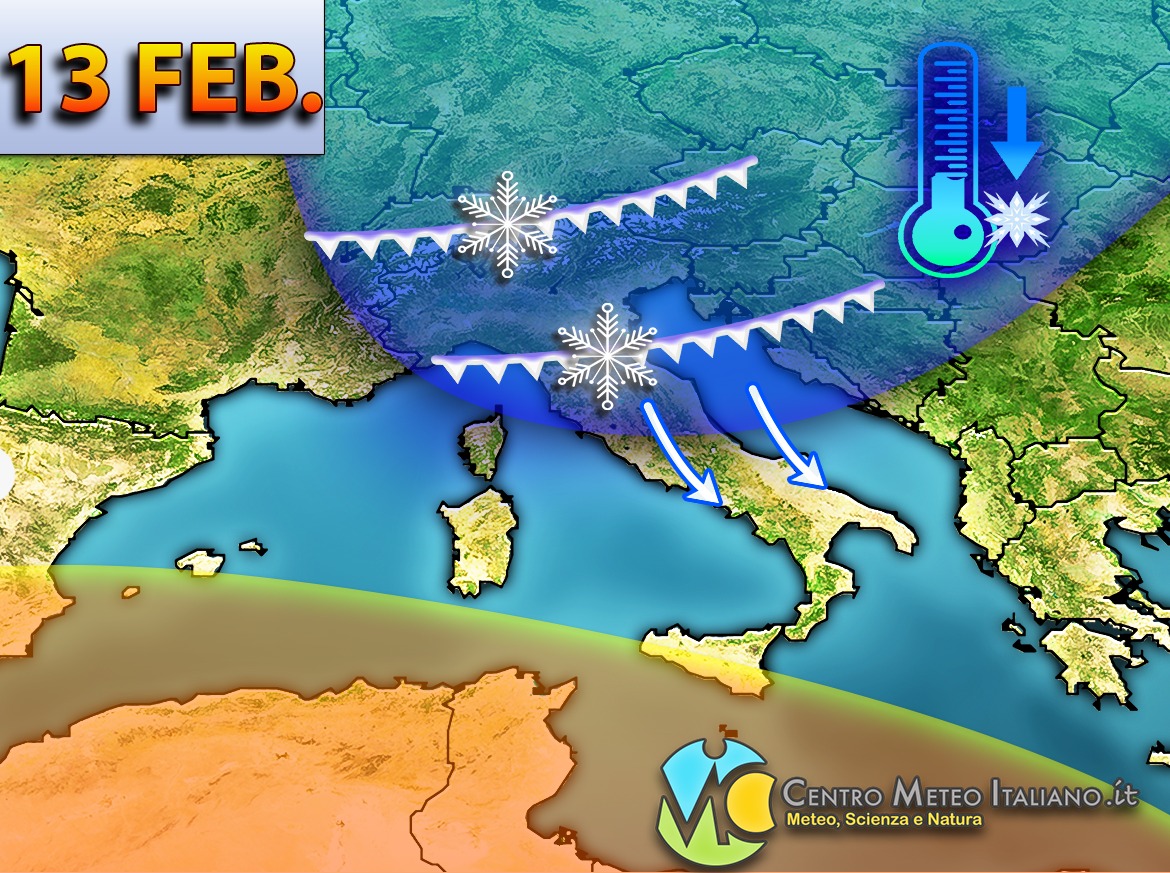 Rapido peggioramento invernale in arrivo in Italia