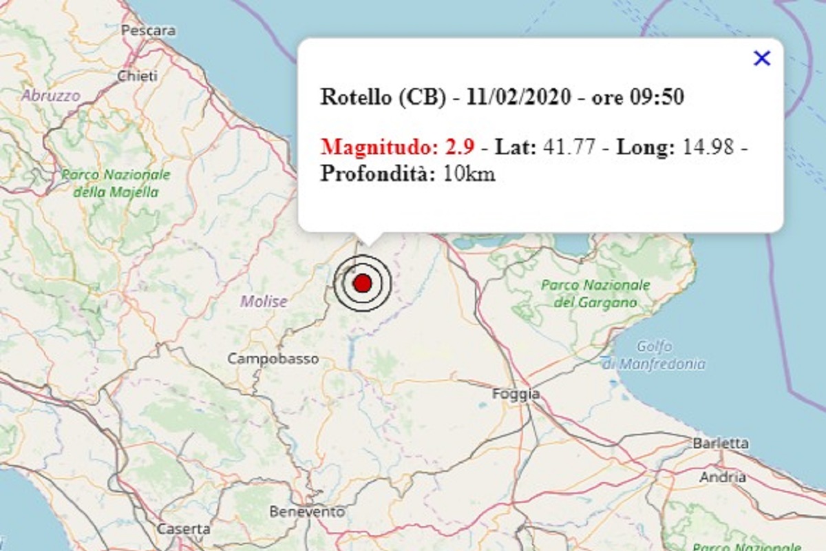 Terremoto in Molise oggi, 11 febbraio 2020: scossa M. 2.9 ...