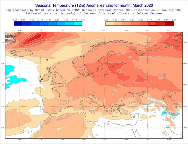 METEO – Proiezioni ECMWF: MARZO e APRILE con CALDO ANOMALO? Tutti i dettagli