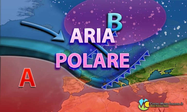 METEO – aria POLARE in arrivo sull’ITALIA, crollo termico e NEVE