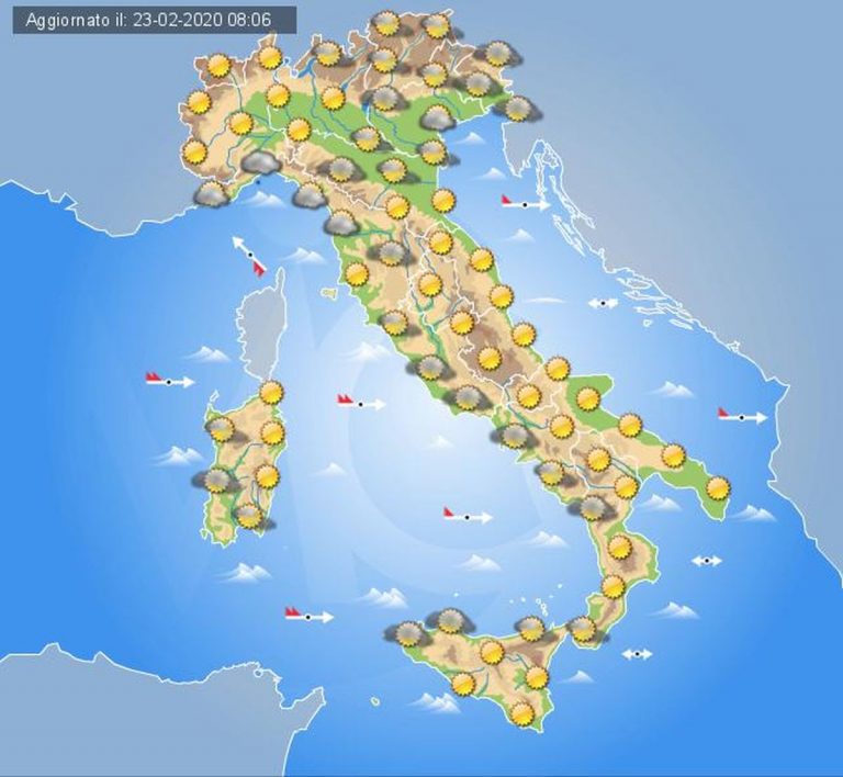 PREVISIONI METEO domani 24 febbraio 2020, tempo in peggioramento sull’Italia