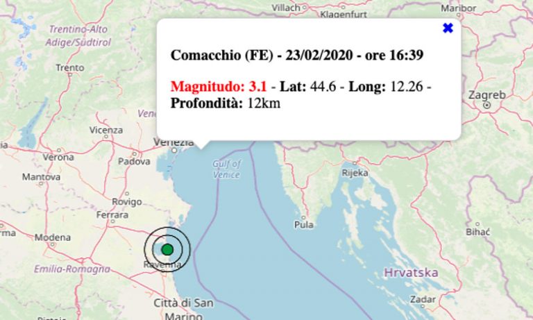 Terremoto oggi in Emilia Romagna, 23 febbraio 2020: nel pomeriggio scossa M 3.2 in provincia di Ferrara – Dati INGV