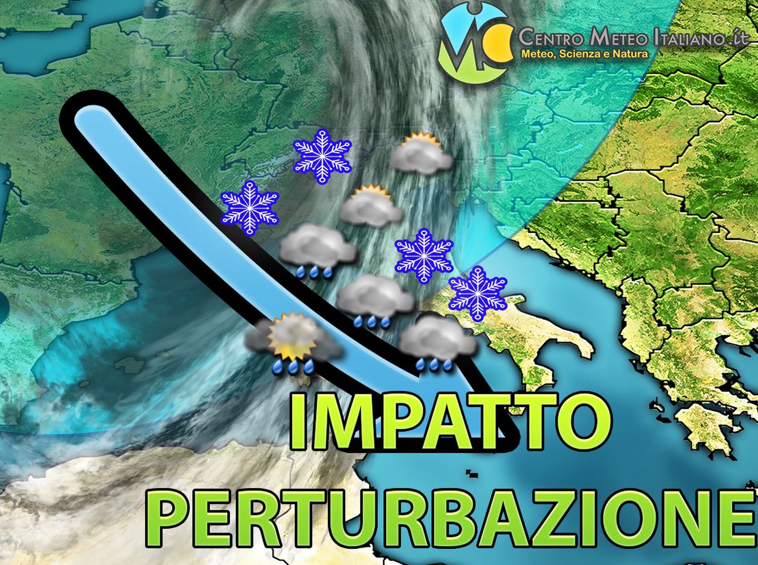 METEO ITALIA – Le PREVISIONI, perturbazione verso l'IMPATTO sull'ITALIA, altra raffica di MALTEMPO e NEVE in arrivo