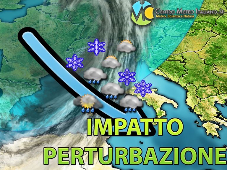 METEO ITALIA – Le PREVISIONI, perturbazione verso l’IMPATTO sull’ITALIA, altra raffica di MALTEMPO e NEVE in arrivo