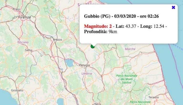Terremoto in Umbria oggi, martedì 3 marzo 2020: scossa M 2.0 in provincia di Perugia | Dati INGV Terremoto in Umbria oggi, martedì 3 marzo 2020: scossa M 2.0 in provincia di Perugia | Dati INGV