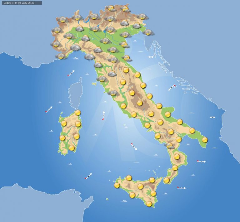 PREVISIONI METEO domani 12 marzo 2020: Procede la fase di bel tempo in tutta ITALIA eccetto in Liguria con delle pioviggini