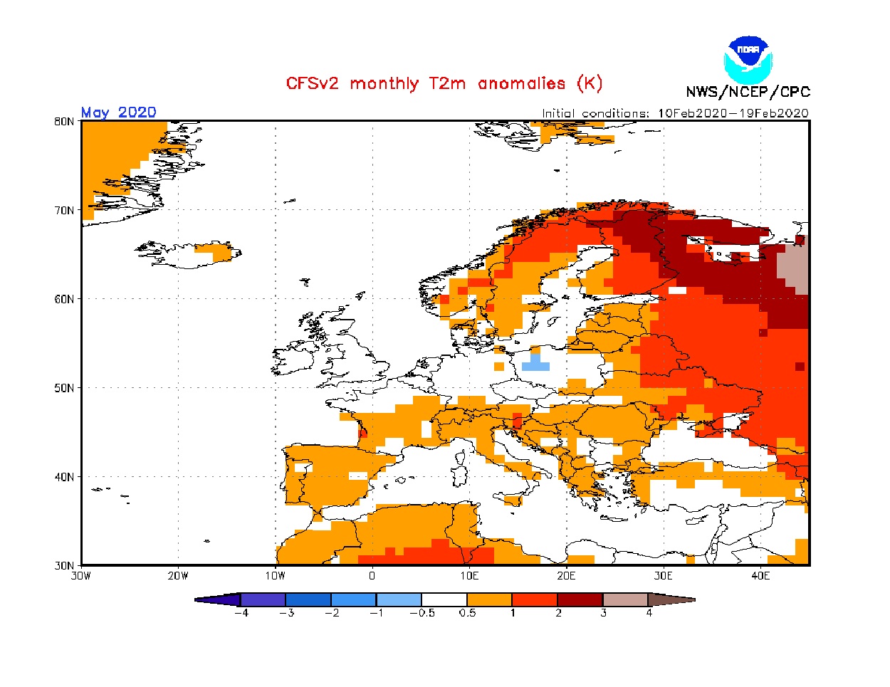 Anomalie di temperatura previste dal modello CFS per maggio 2020 - cpc.ncep.noaa.gov.jpg