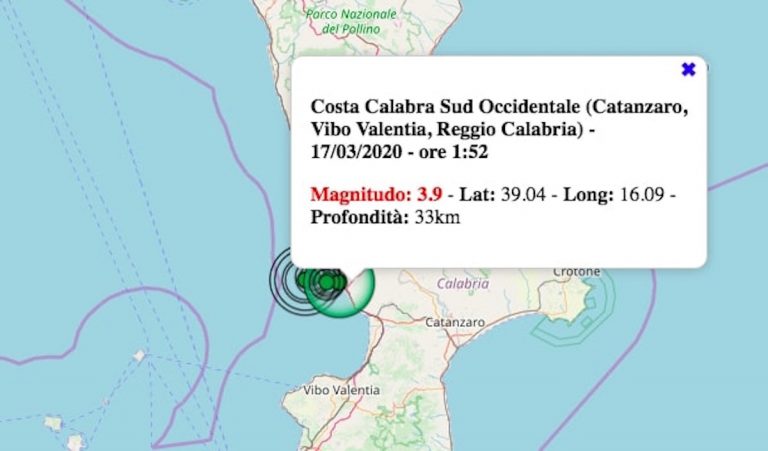 Terremoto in Calabria oggi, martedì 17 marzo 2020: scossa M 3.9 avvertita tra Cosenza e Reggio Calabria | Dati INGV Terremoto in Calabria oggi, martedì 17 marzo 2020: scossa M 3.9 avvertita tra Cosenza e Reggio Calabria | Dati INGV