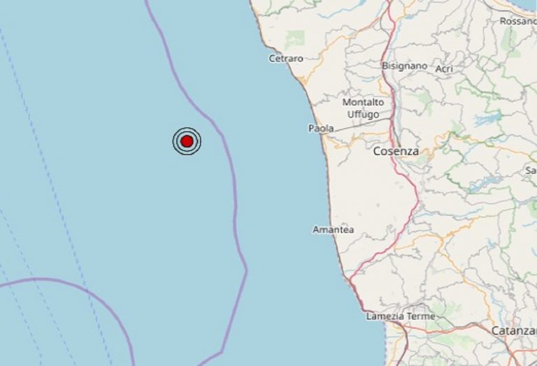 Terremoto in Calabria oggi, 22 marzo 2020, scossa M 2.3 sulla Costa Calabra Nord Occidentale | Dati INGV