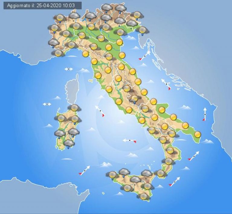 PREVISIONI METEO domani 26 aprile, nubi in aumento sull’Italia e qualche pioggia PREVISIONI METEO domani 26 aprile, nubi in aumento sull’Italia e qualche pioggia